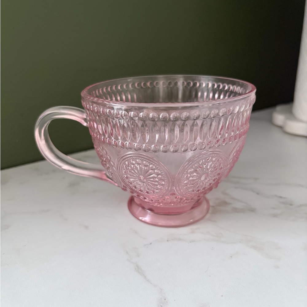 Vintage Pink Glass Teacup